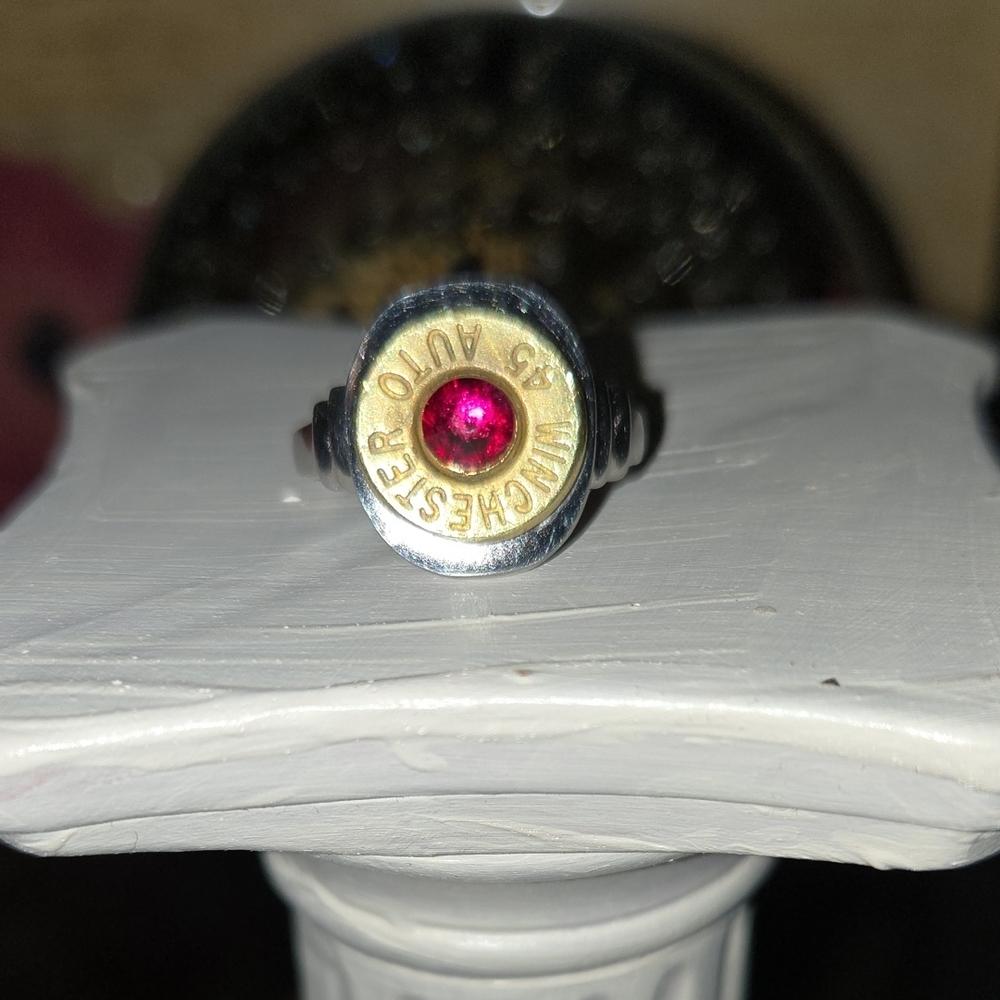 Authentic Handmade Winchester45 auto bullet casing Ring, Size 7